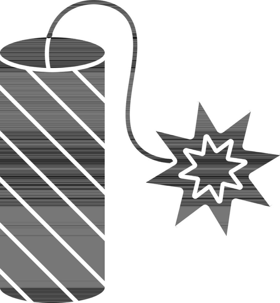 Firecracker Icon In black and white Color. vector