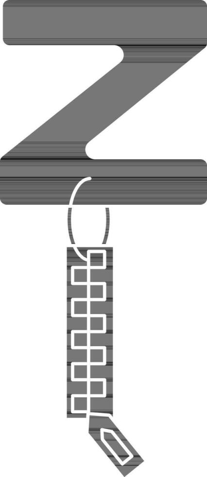 Letter Z For Zip Icon In black and white Color. vector