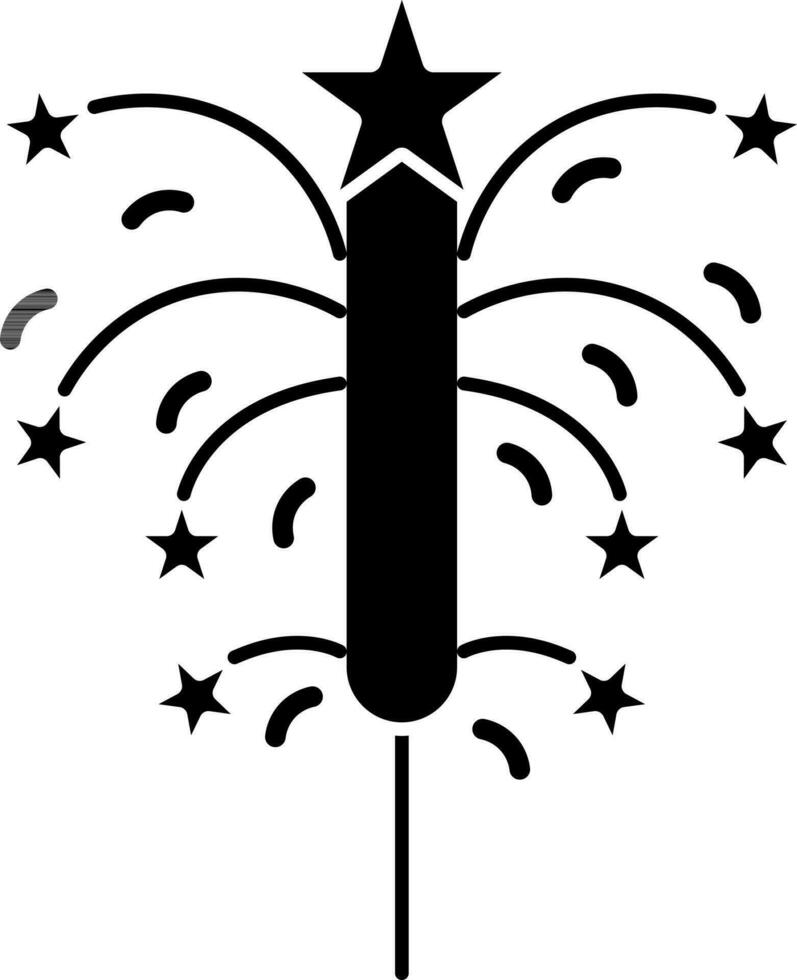 Sparkler Fireworks Icon In Glyph Style. vector