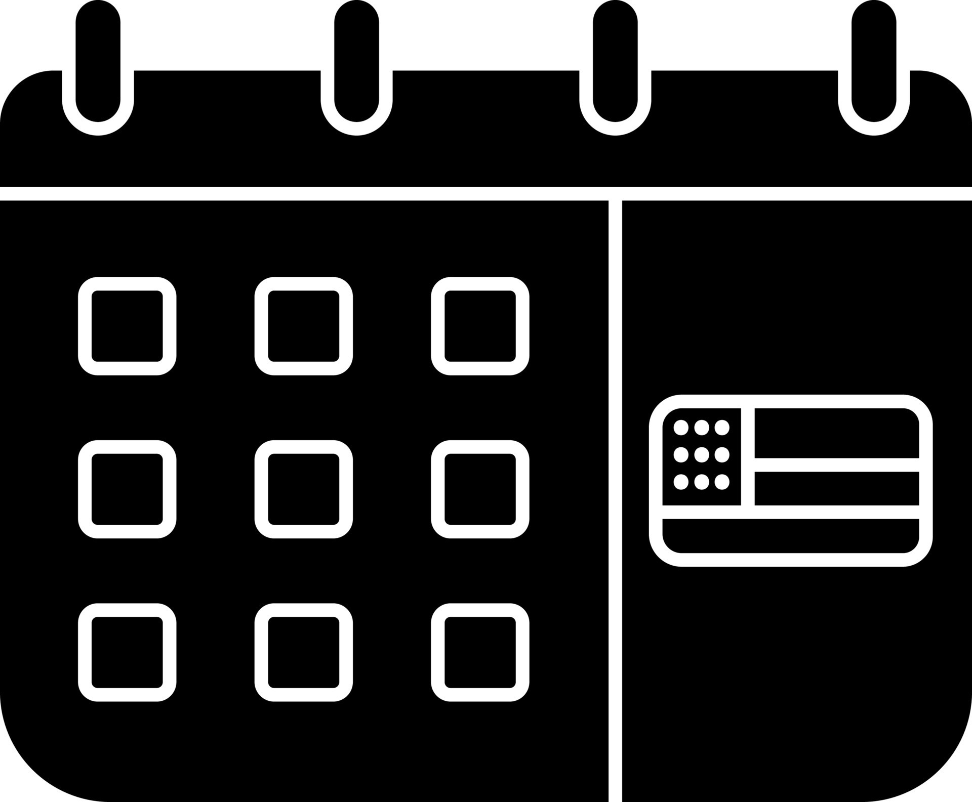 Calendar Icon In black and white Color. 24470746 Vector Art at Vecteezy