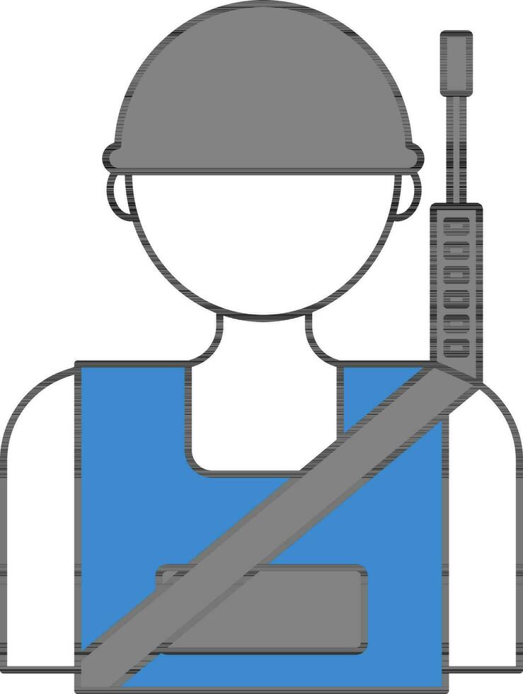 Faceless Soldier Icon In Blue And Gray Color. vector