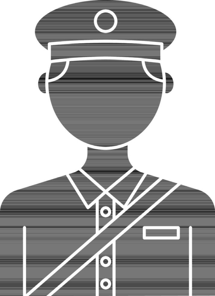 Faceless Postman Icon In black and white Color. vector