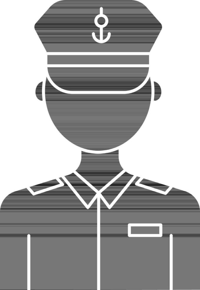 Faceless Captain Icon In black and white Color. vector