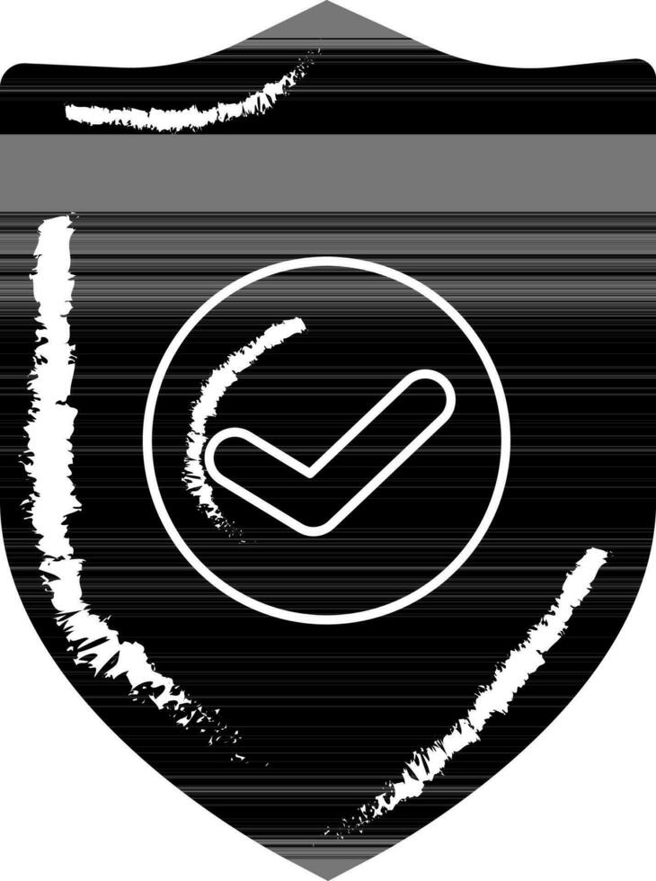 Approve Shield Icon In black and white Color. vector