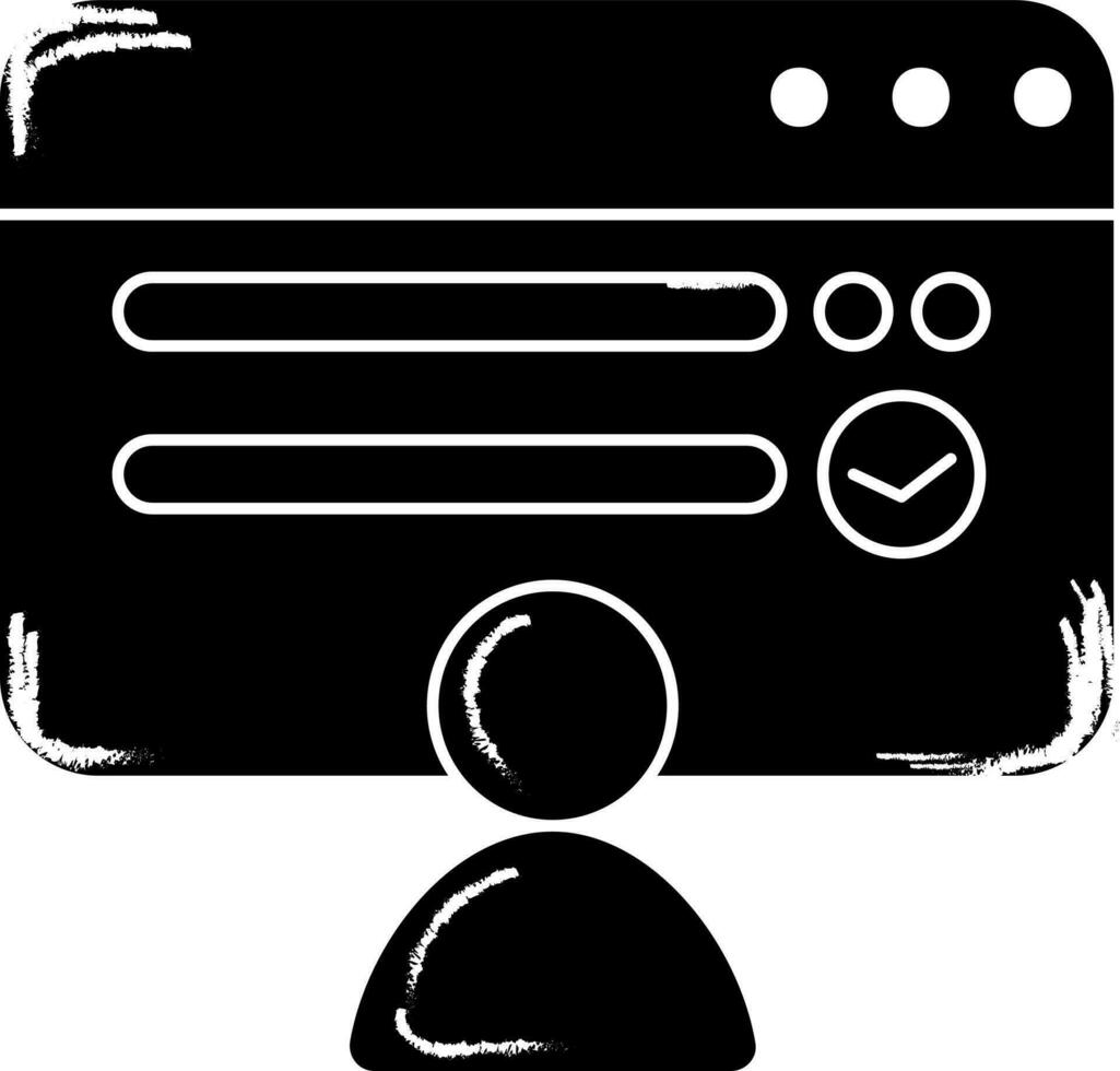 Hand Drawn Online User Login Icon In black and white Color. vector