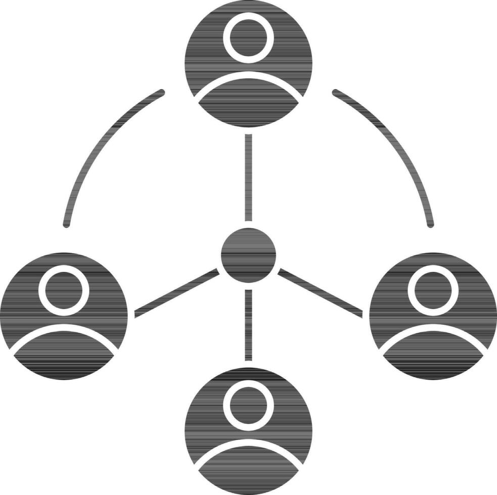 User Connected Icon In black and white Color. vector