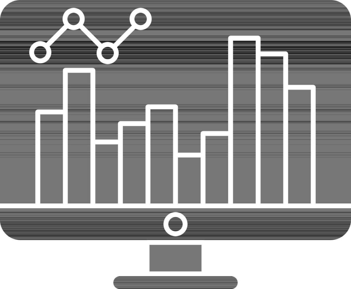 Online Statistics In Desktop Icon. vector