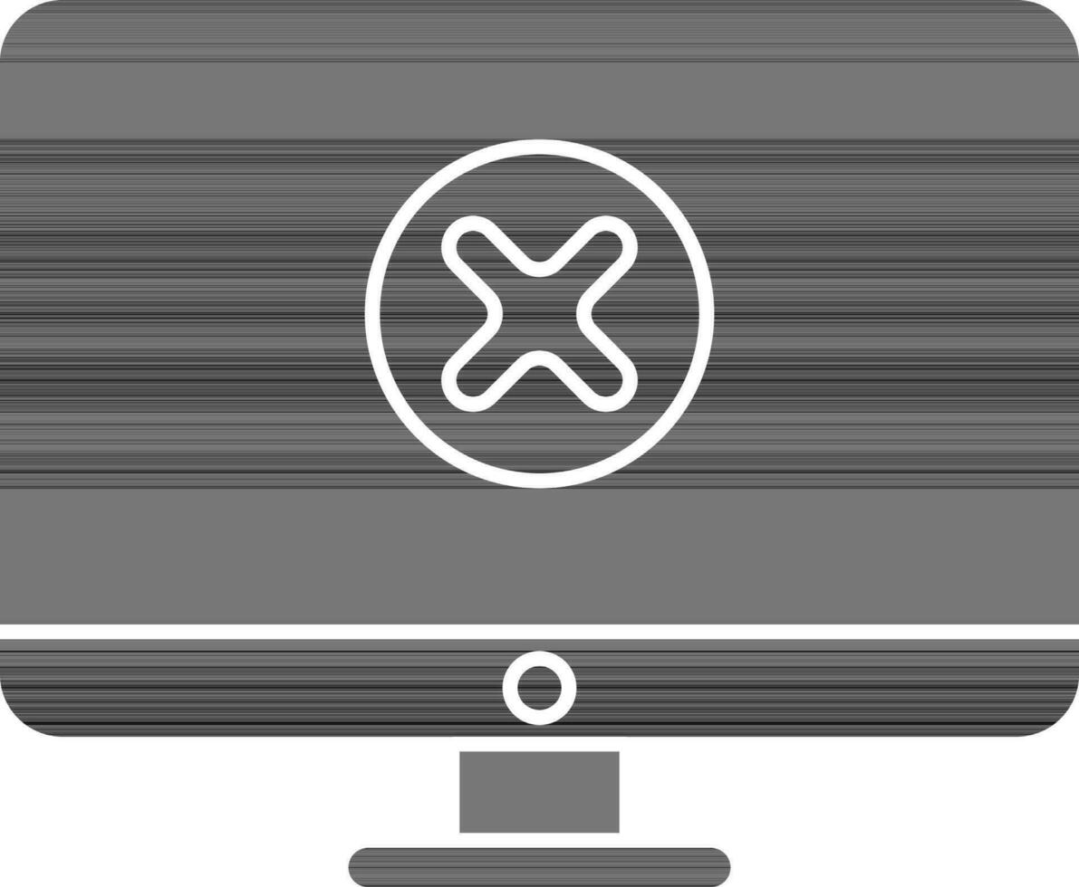 Cross Symbol In Screen Icon In Glyph Style. vector
