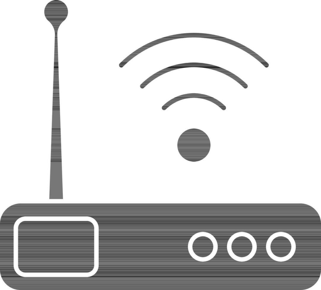 Wireless Router Icon In black and white Color. vector
