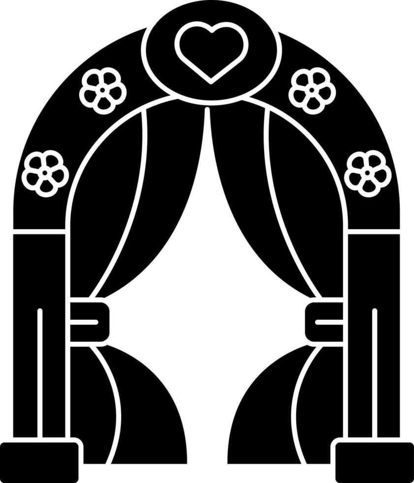 Boda arco icono en negro y blanco color. vector