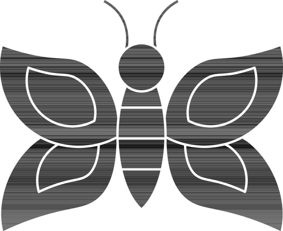 Black And White Butterfly Icon Or Symbol. vector