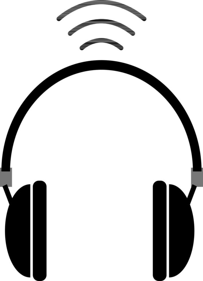 Glyph icon or symbol of wireless headphone. vector