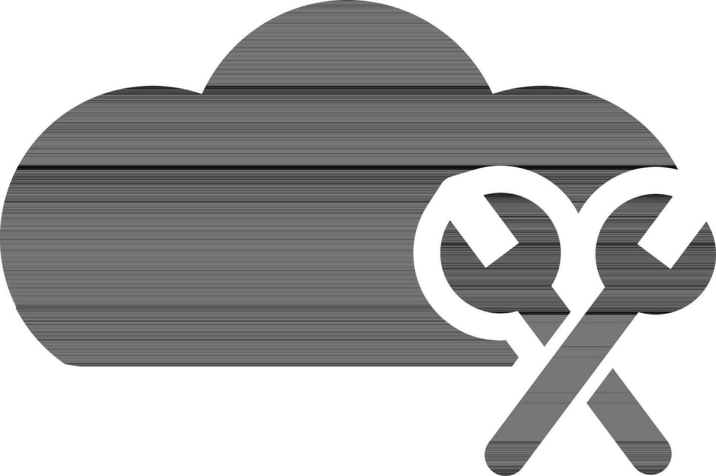 Cloud with wrench tool icon or symbol. vector