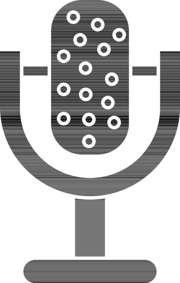 Isolated black and white microphone icon. vector