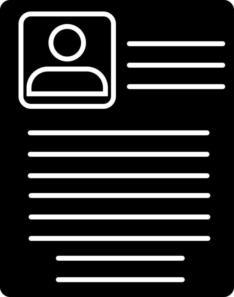 Icon of resume in black and white color. vector