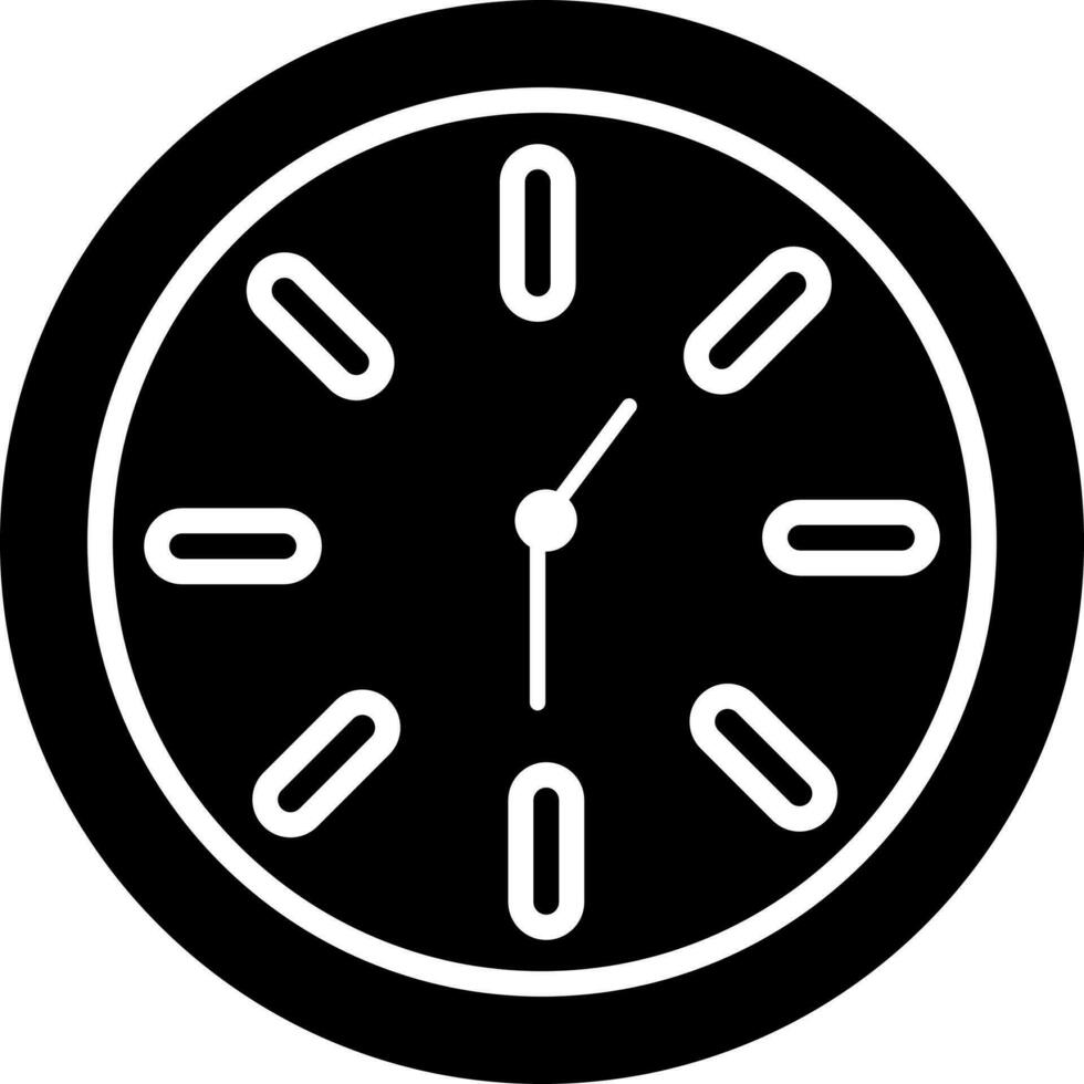 aislado negro y blanco pared reloj icono. vector