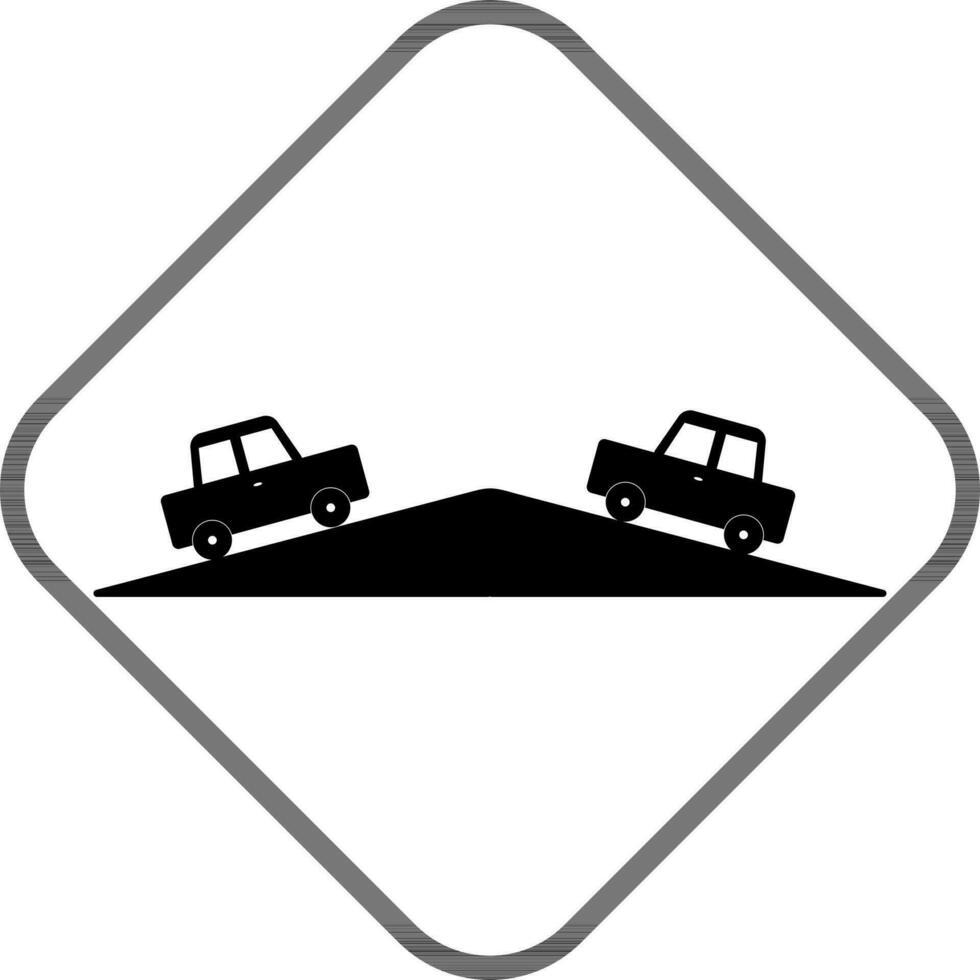 Vehicle climbing on bridge road icon for Traffic sign. vector