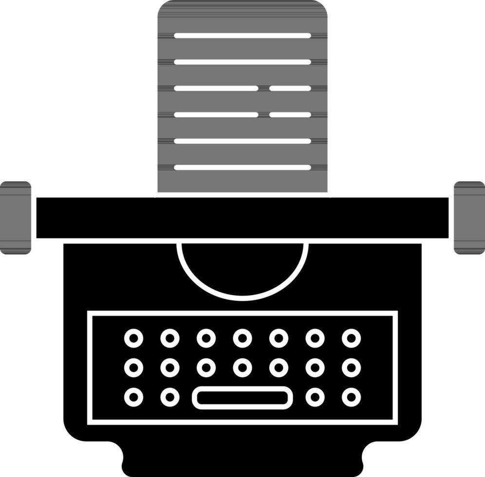 Printing machine icon in black and white color. vector