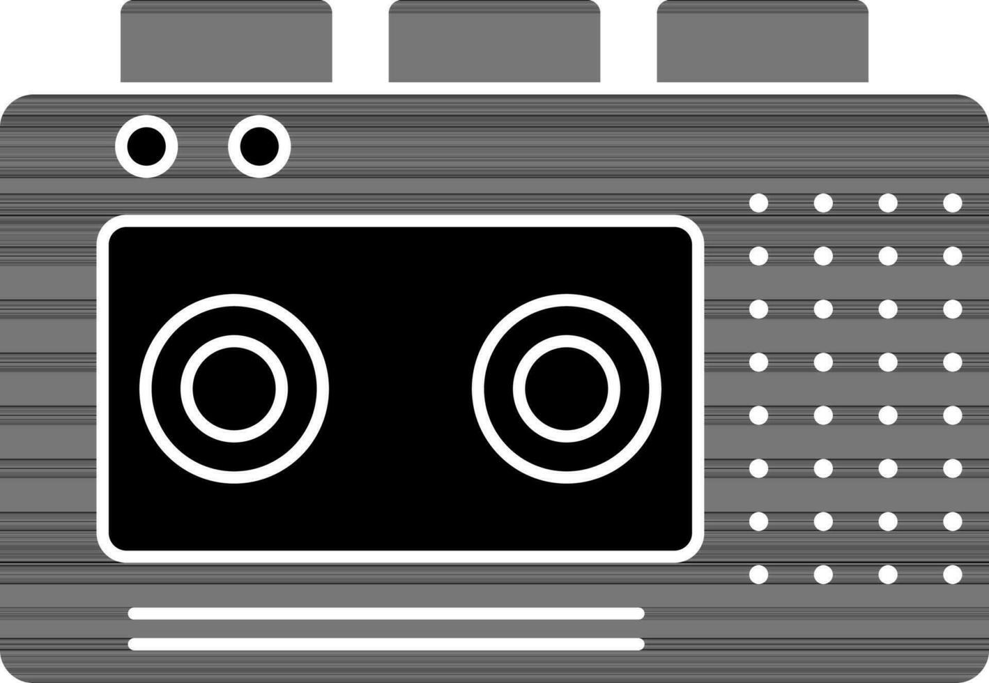 Glyph sign or symbol of tape recorder. vector