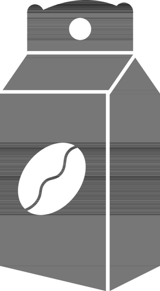Coffee bean bag icon in black and white color. vector