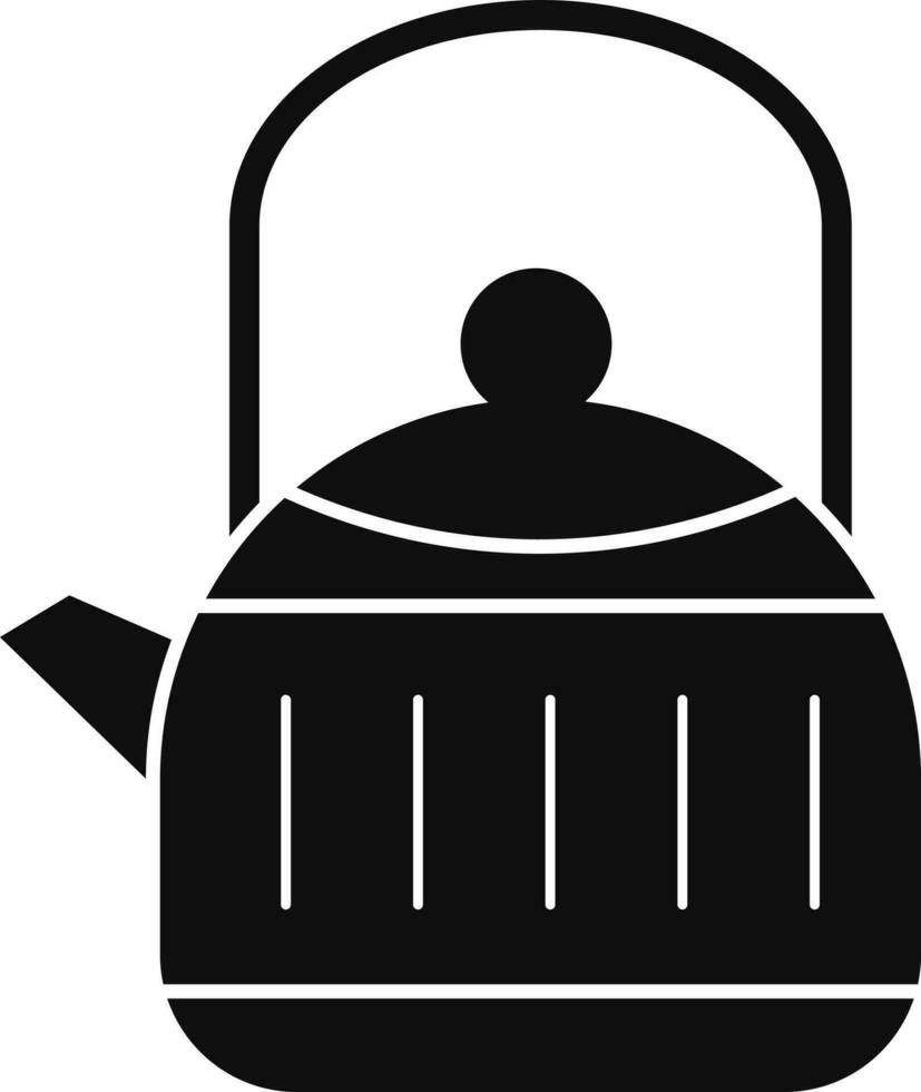 Vector illustration of kettle in black and white color.