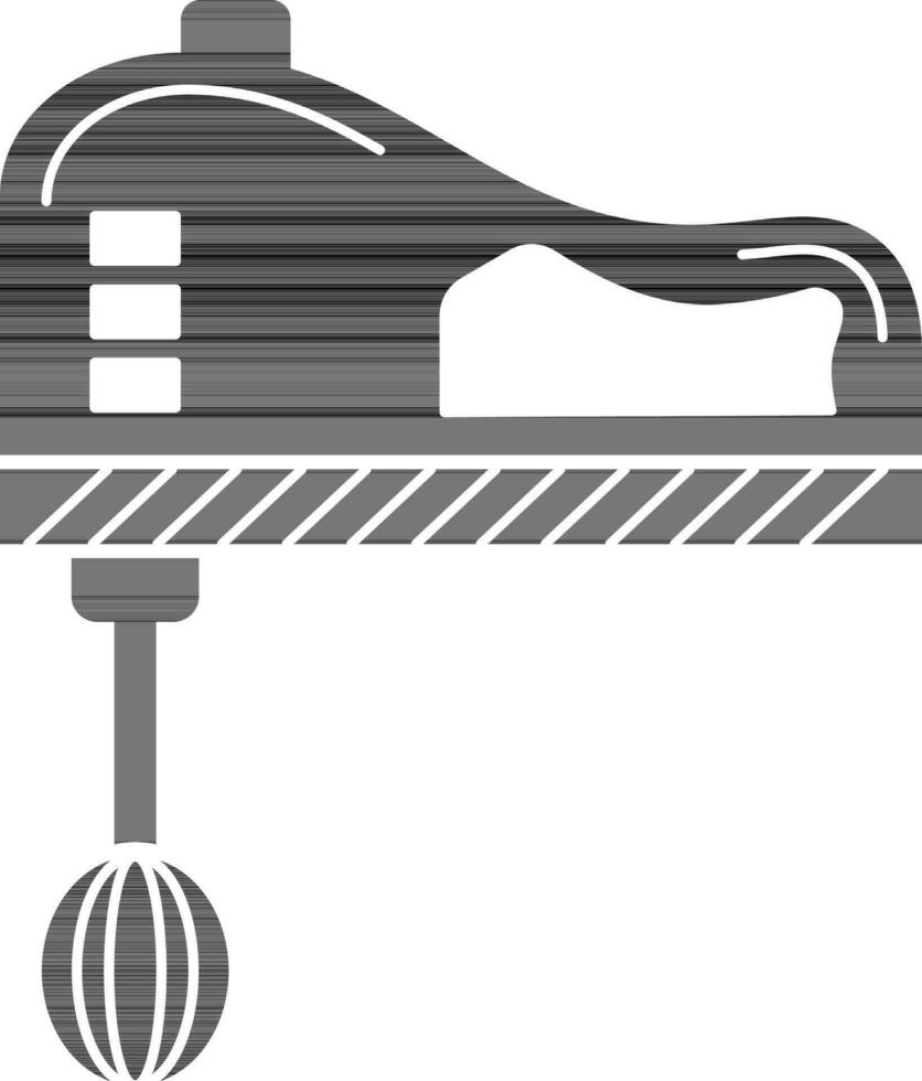Electric hand mixer icon in black and white color. vector