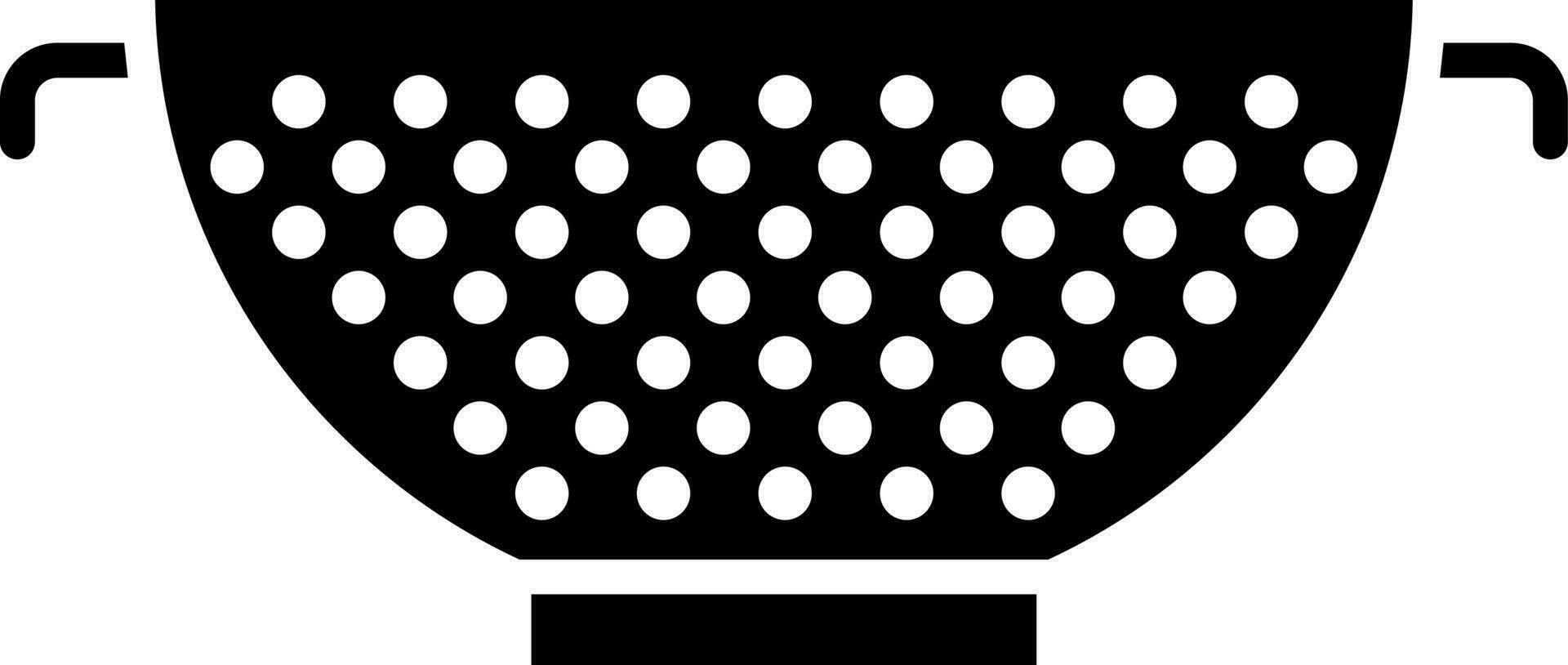 black and white illustration of colander icon. vector