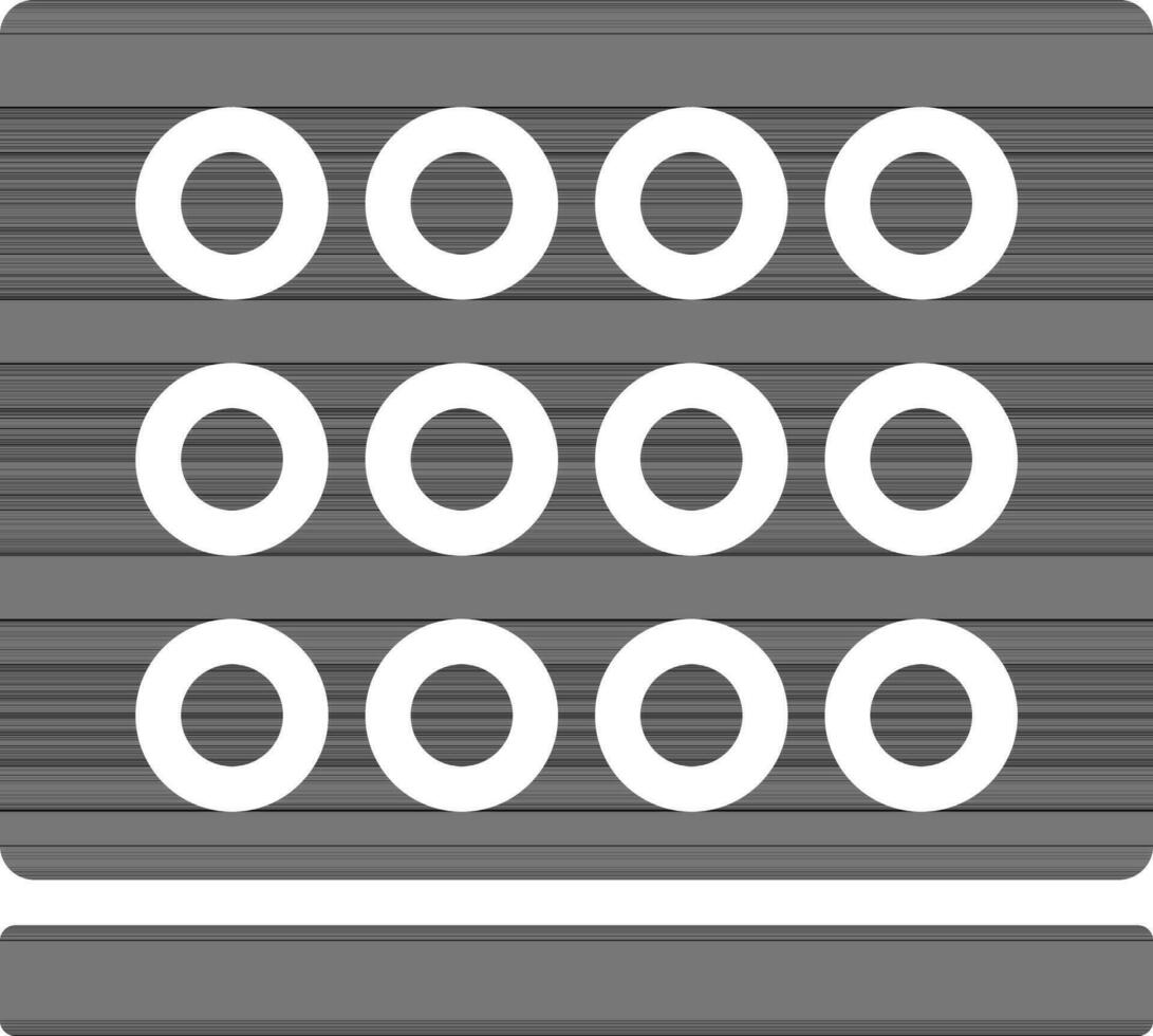 Glyph icon of labn wells or microplate in black and white color. vector