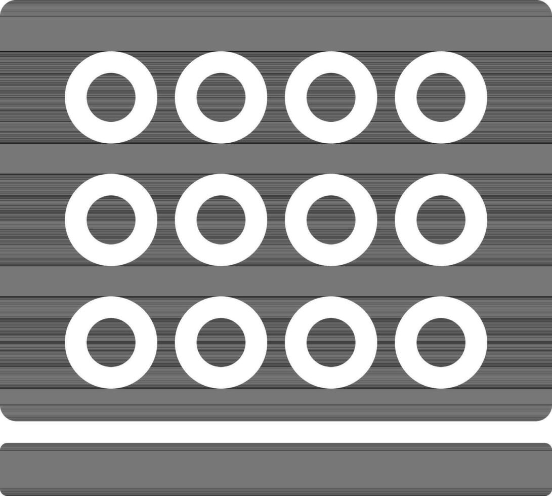 Glyph icon of labn wells or microplate in black and white color. vector