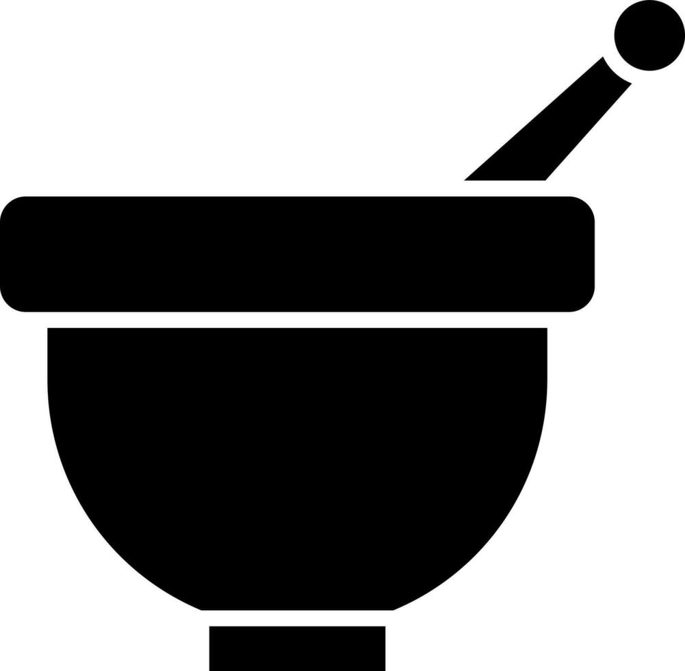 Mortar and pestle glyph icon. vector