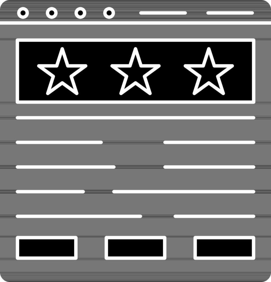 estrella clasificación o revisión icono en negro y blanco color. vector