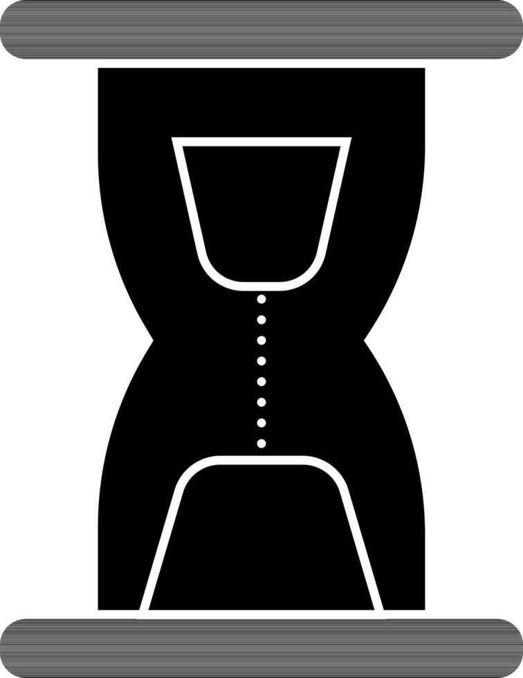 black and white hourglass icon or symbol. vector