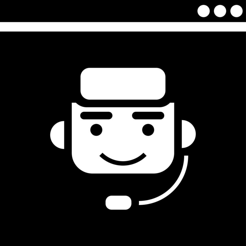 web navegador con llamada centrar icono en negro y blanco color. vector