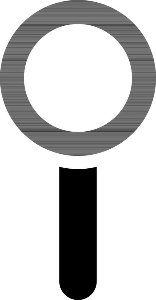 Magnifying glass icon in black and white color. vector