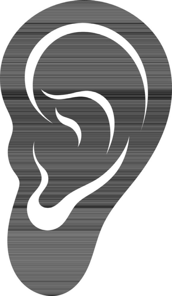 Glyph ear icon in flat style. vector