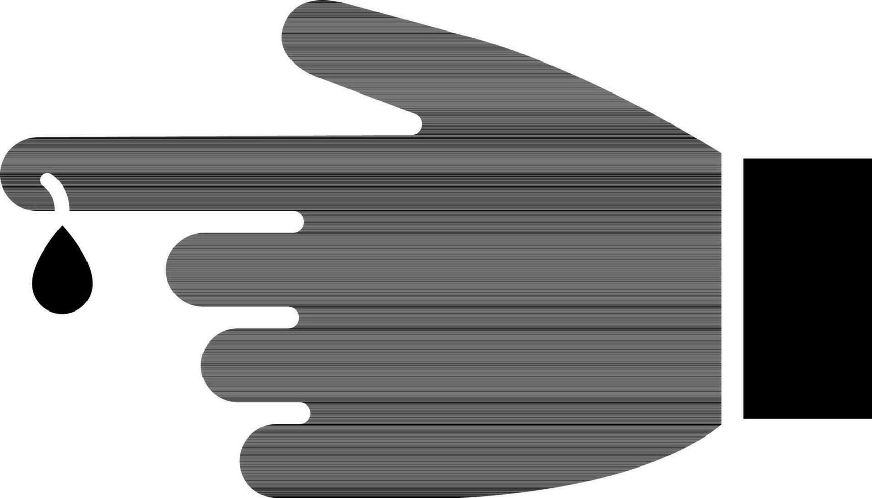 Finger bleeding icon in black and white color. vector