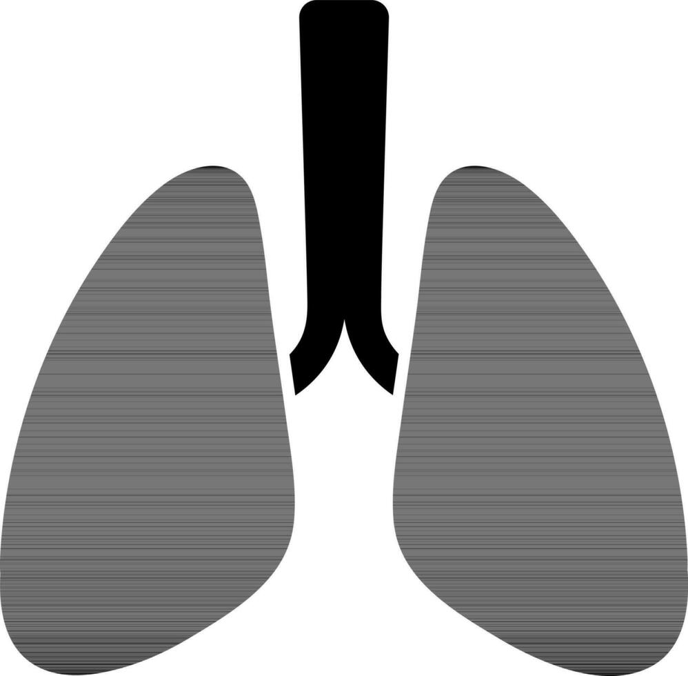 Flat style lungs icon in black and white color. vector