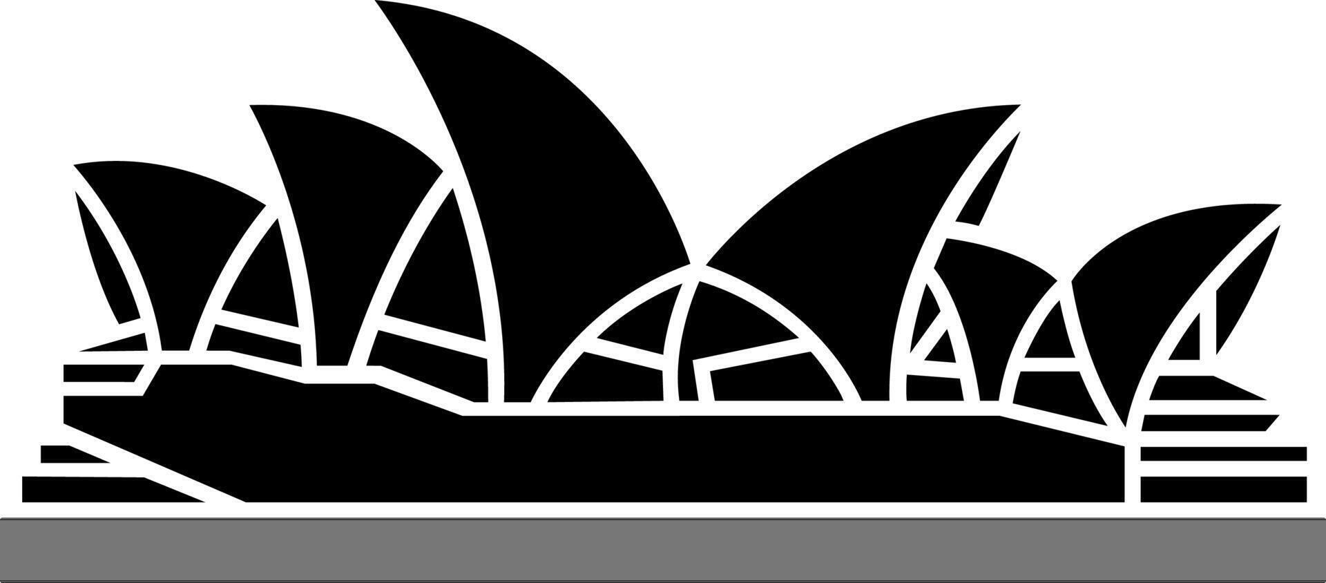 black and white sydney opera house icon in flat style. vector