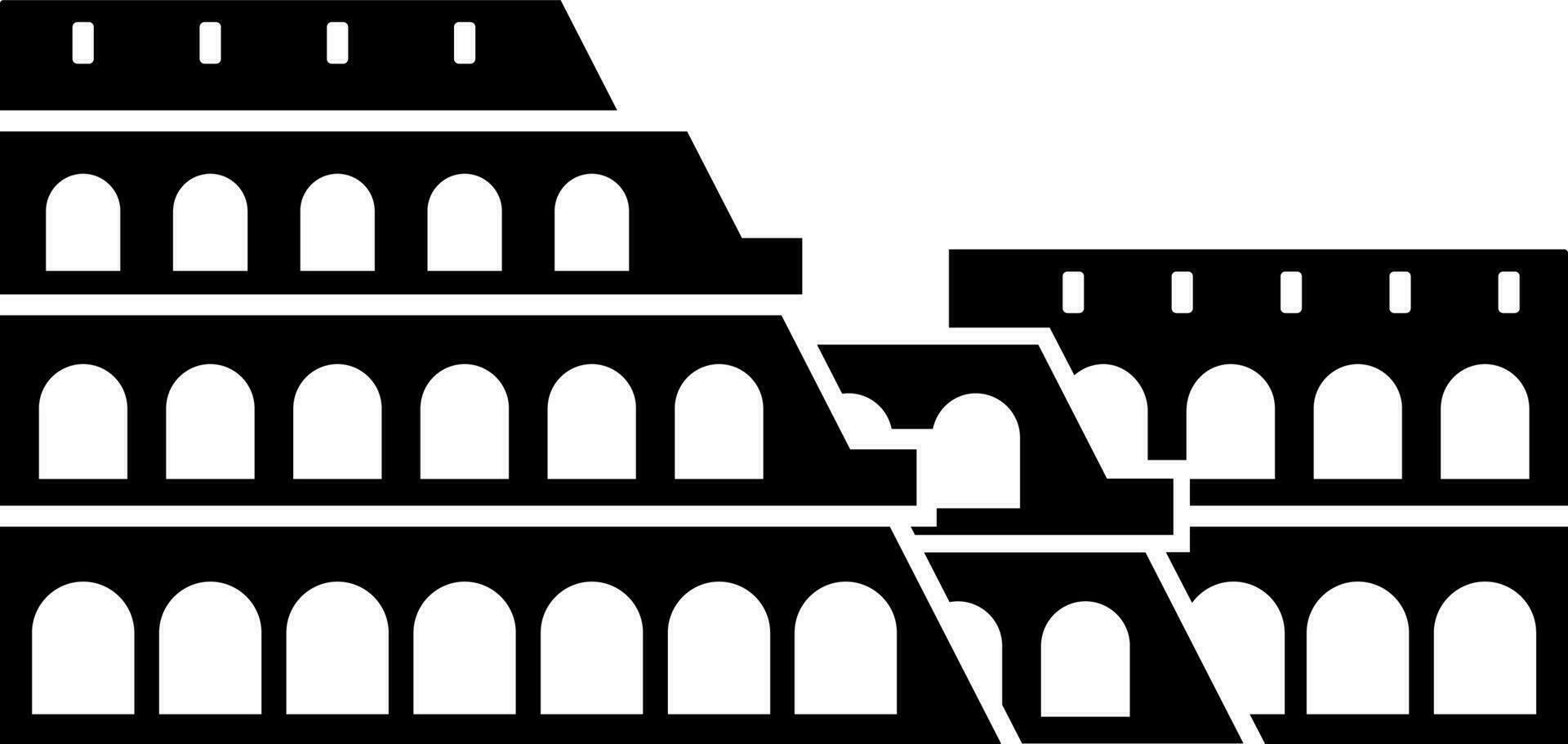 Colosseum icon in black and white color. vector