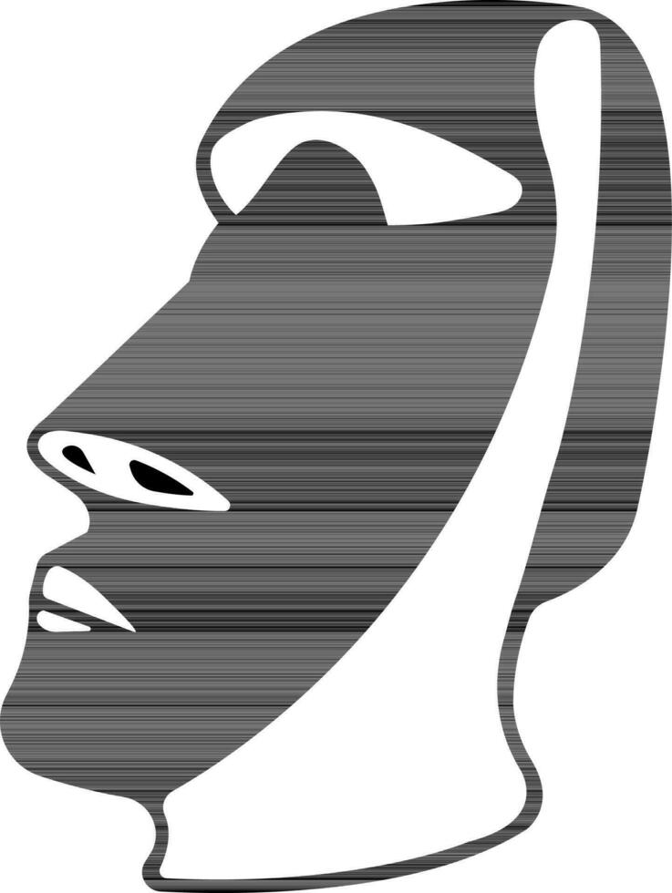 black and white illustration of moai icon. vector