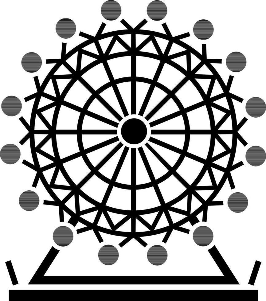 Ferris wheel icon in black and white color. vector