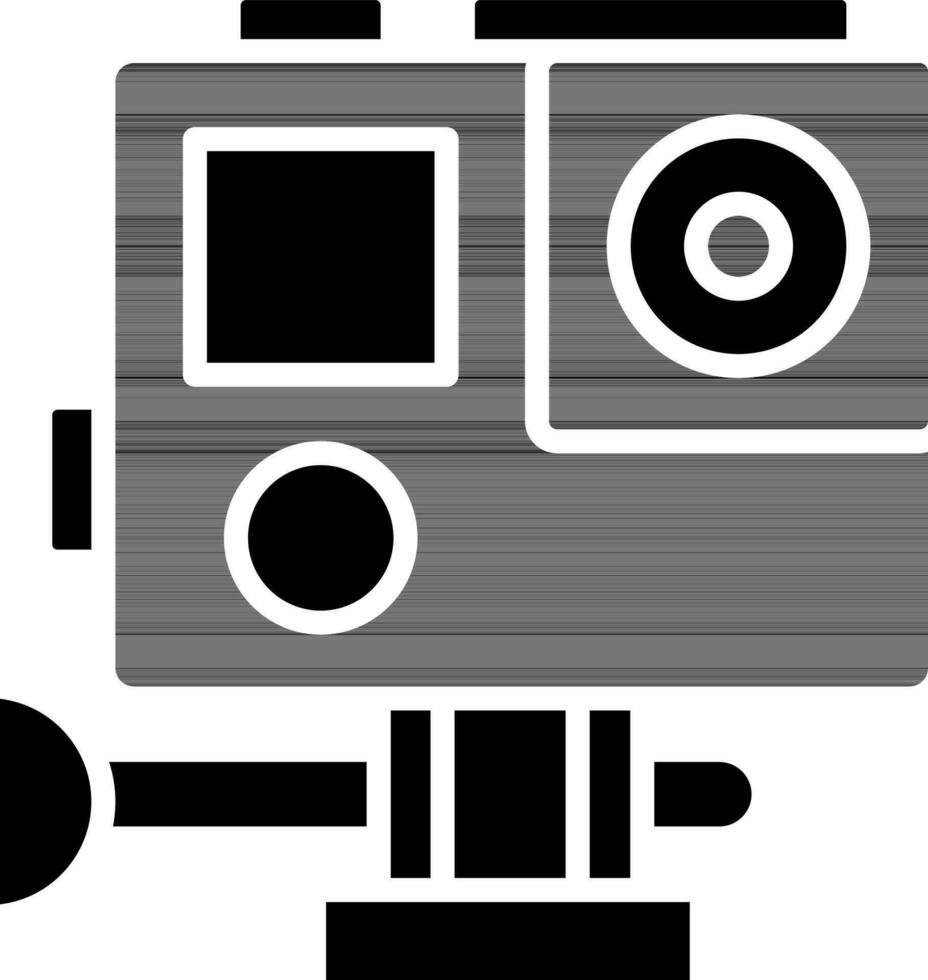 black and white illustration of gopro camera icon. vector