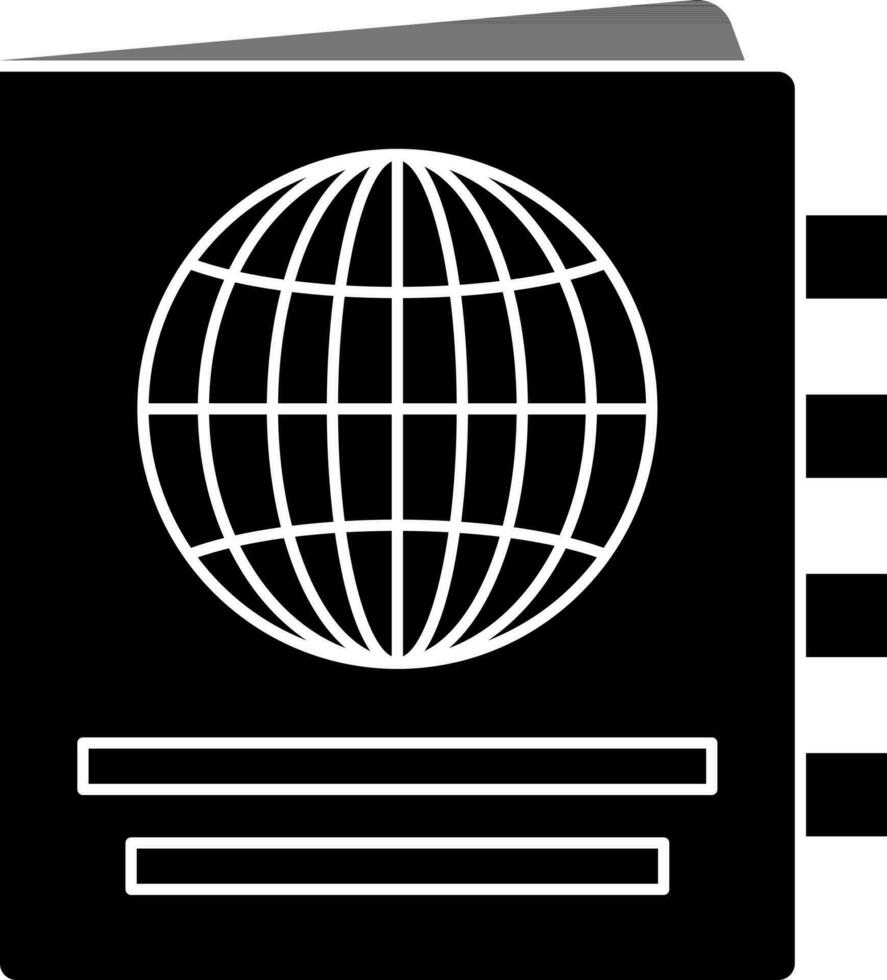 black and white passport icon or symbol. vector