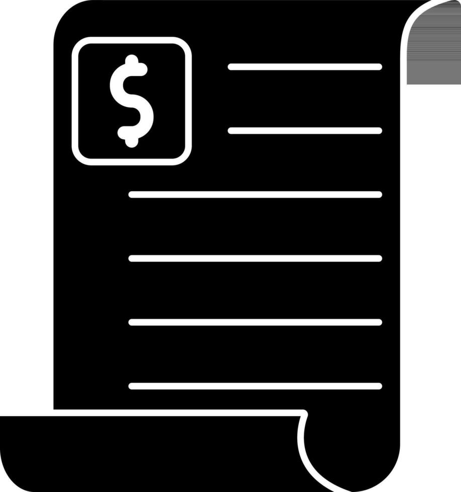 Vector illustration of invoice icon in black and white color.