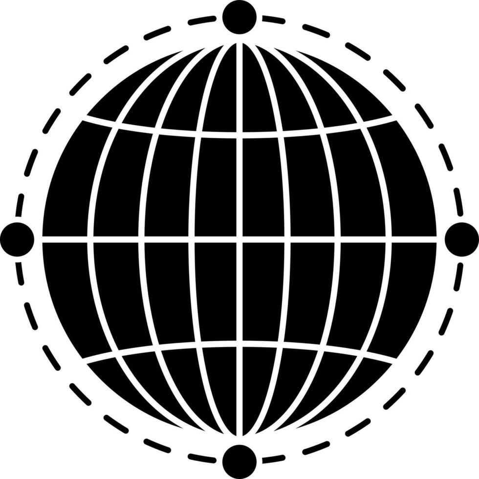 tierra globo icono o símbolo en negro y blanco color. vector