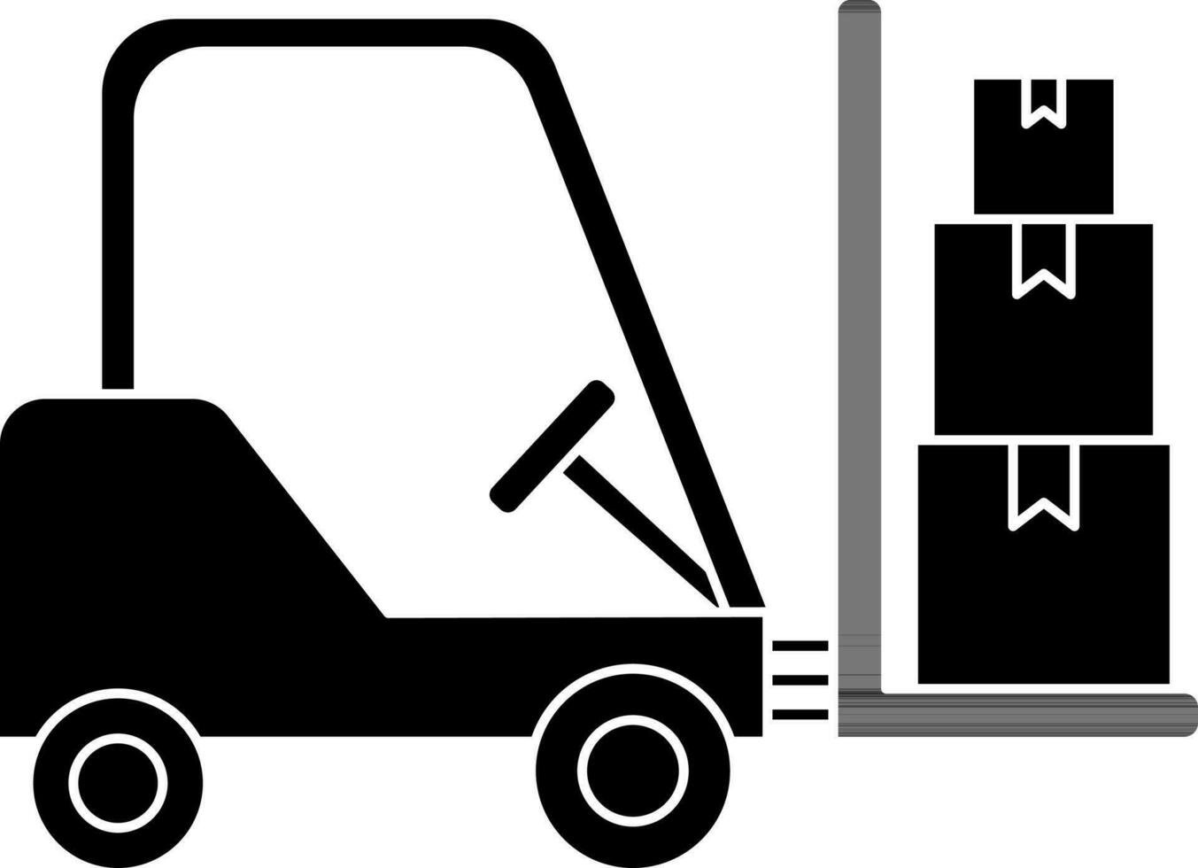 Delivery forklift icon in black and white color. vector