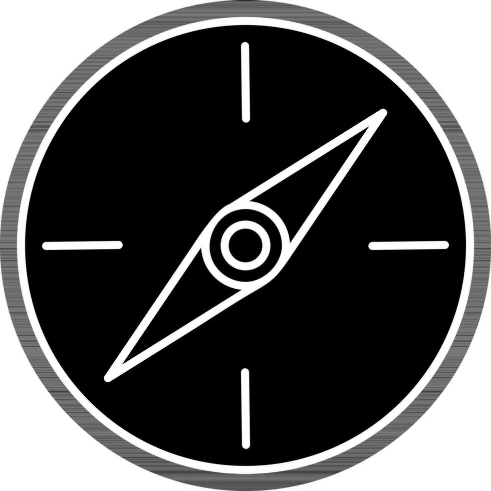 Flat style compass icon in black and white color. vector