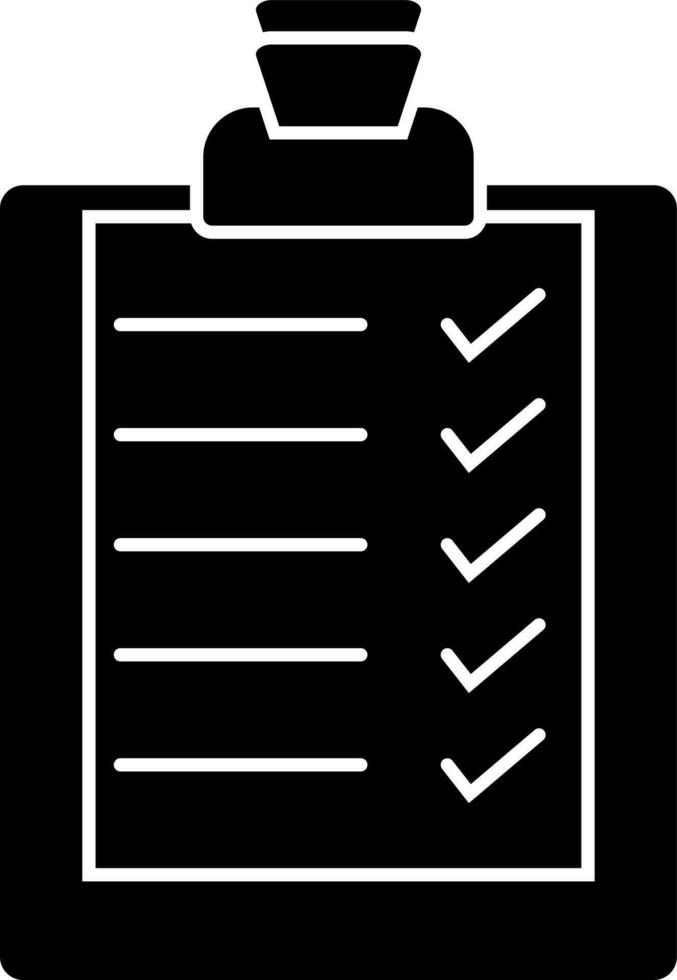 black and white clipboard or checklist icon. vector