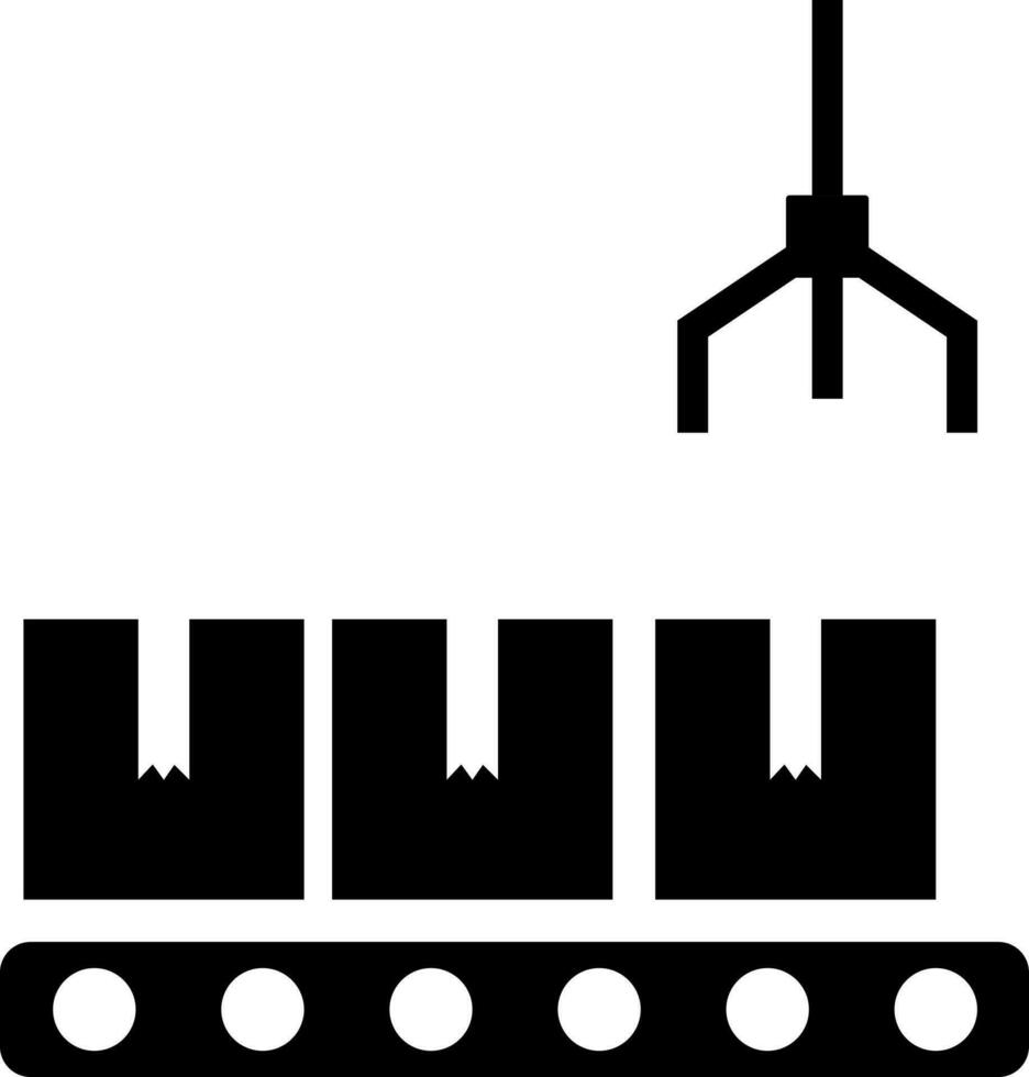 Conveyor belt with delivery boxes icon or symbol. vector