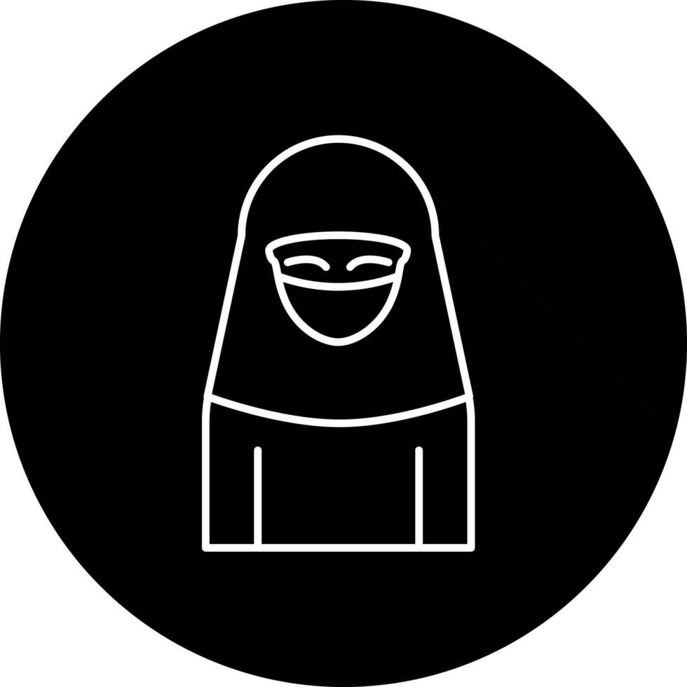 Arábica mujer icono en negro y blanco color. vector